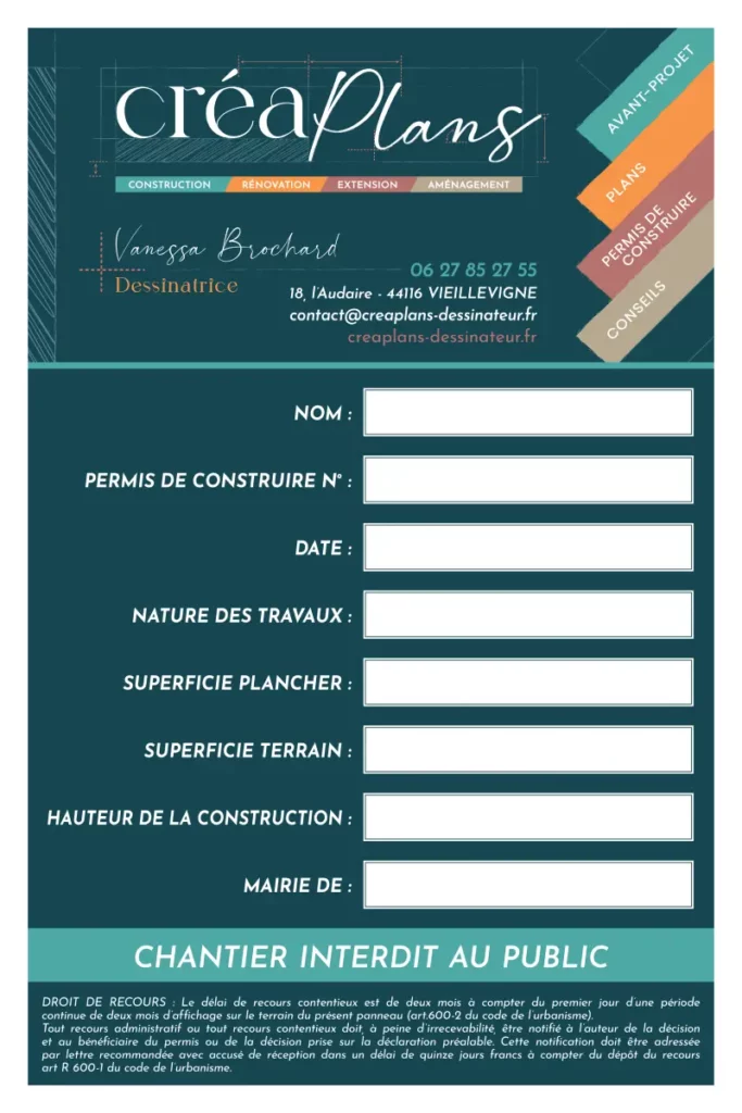 Panneau de chantier CREA Plans